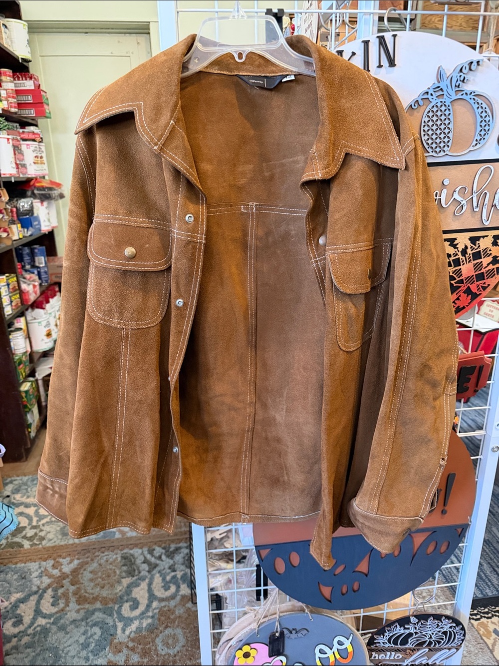 jcpenney Brown Suede Lightweight Shirt Jacket